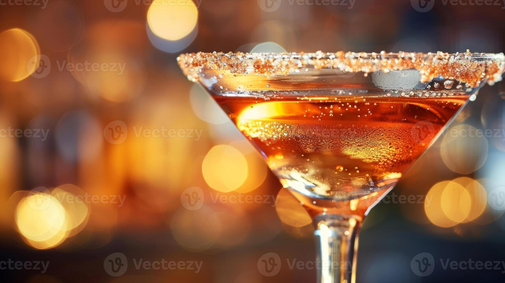 A closeup shot of a cocktail glass rimmed with a delicate sugar and e blend displaying the attention to detail and creativity that goes into crafting a standout signature cocktail photo
