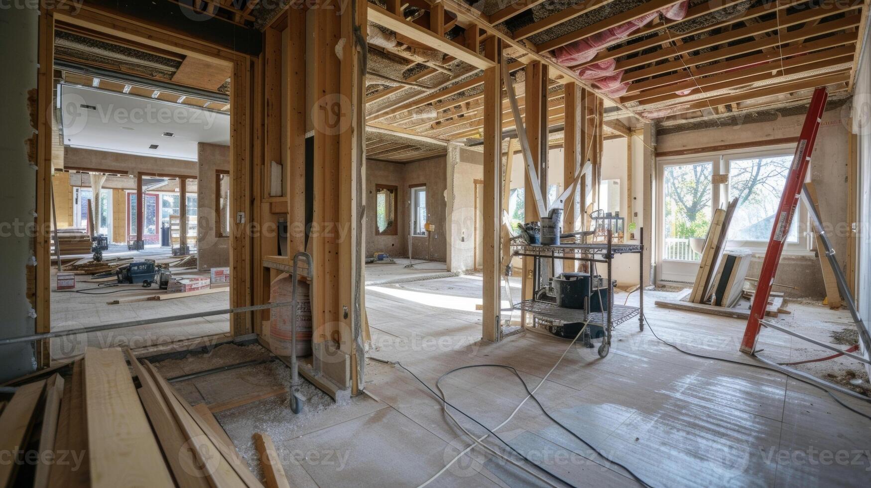 In the midst of a wholehome renovation a general contractor is in constant communication with all subcontractors ensuring that each part of the project is being complete photo