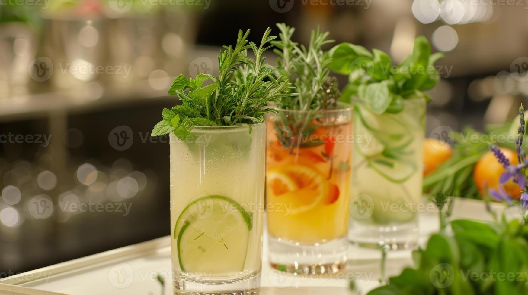 A mocktail mixology class where participants learn to create sophisticated nonalcoholic drinks using fresh herbs homemade syrups and unique garnishes photo