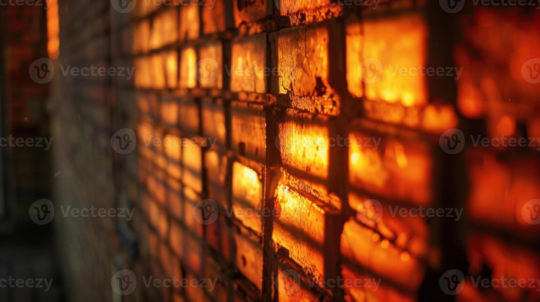 The fire dances and plays against the steel grate casting interesting shadows on the rough exposed brick of the loft. 2d flat cartoon photo