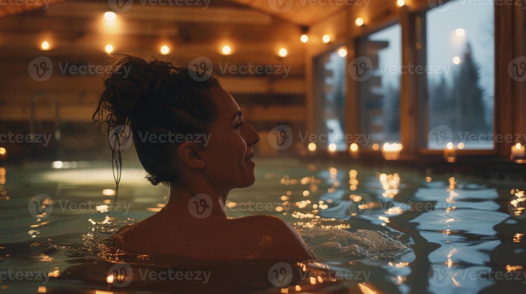 The sensation of deep cleansing and purification as the body sweats out toxins in the sauna promoting a more restful and rejuvenating sleep. photo