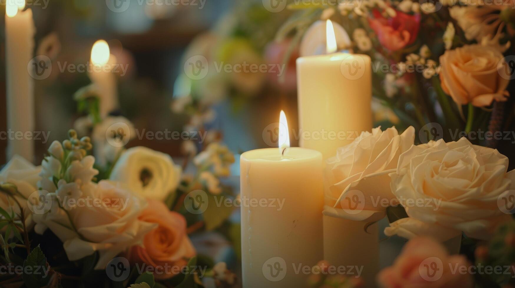 The gentle crackle of the candles provides a soothing background noise to the instructional guidance of the knowledgeable florists. 2d flat cartoon photo