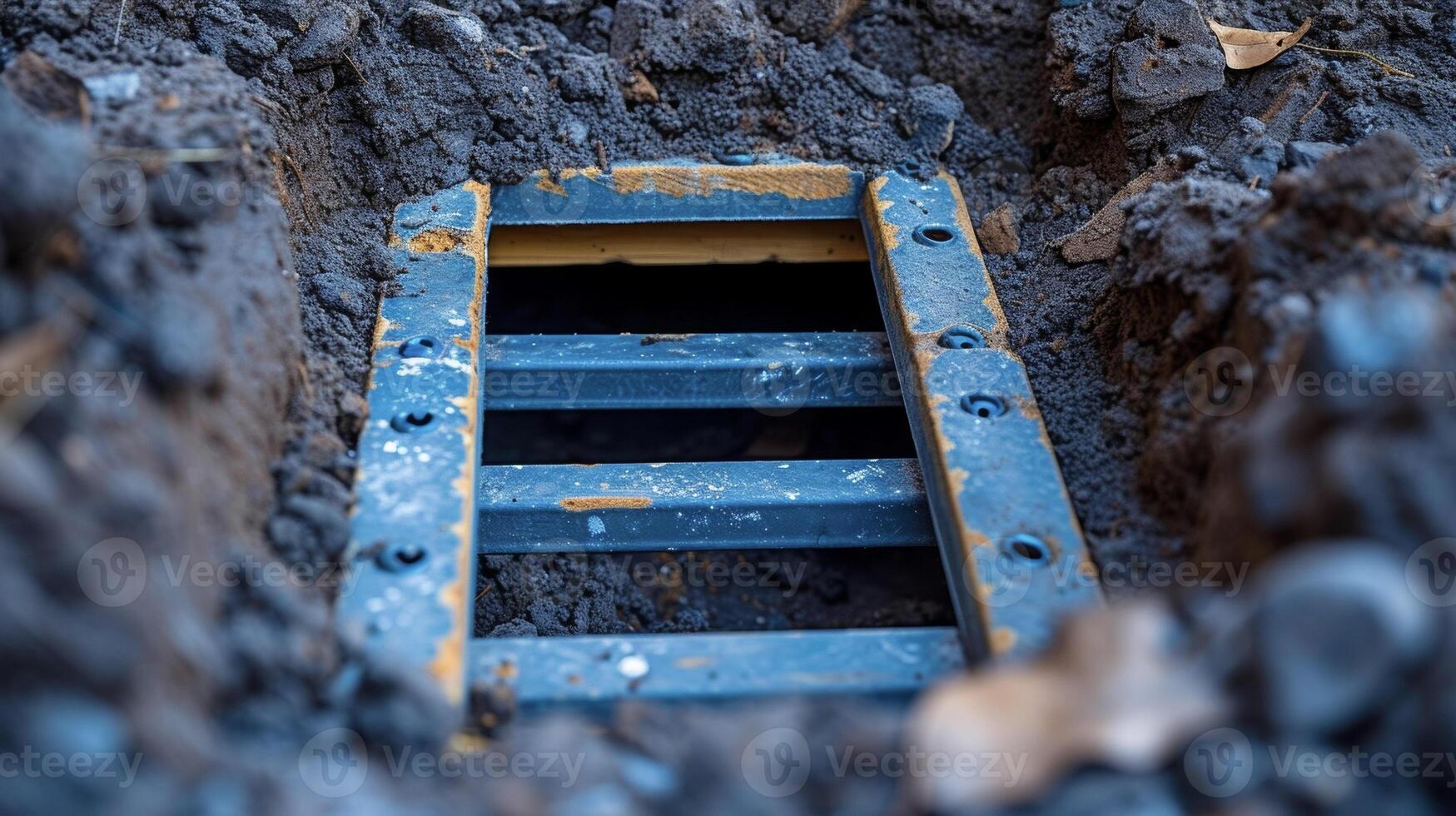 A closer look at the safety features of an egress window including a sy ladder and well covers for easy emergency exit and protection against debris photo