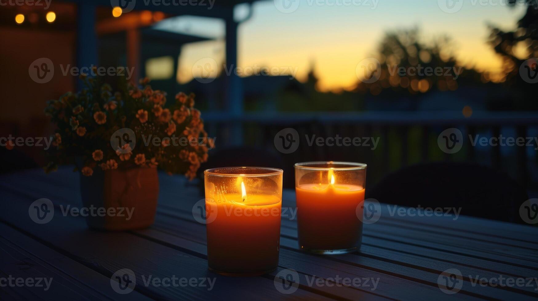As the sun set and darkness enveloped us the candles became the primary source of light creating a cozy and intimate atmosphere. 2d flat cartoon photo