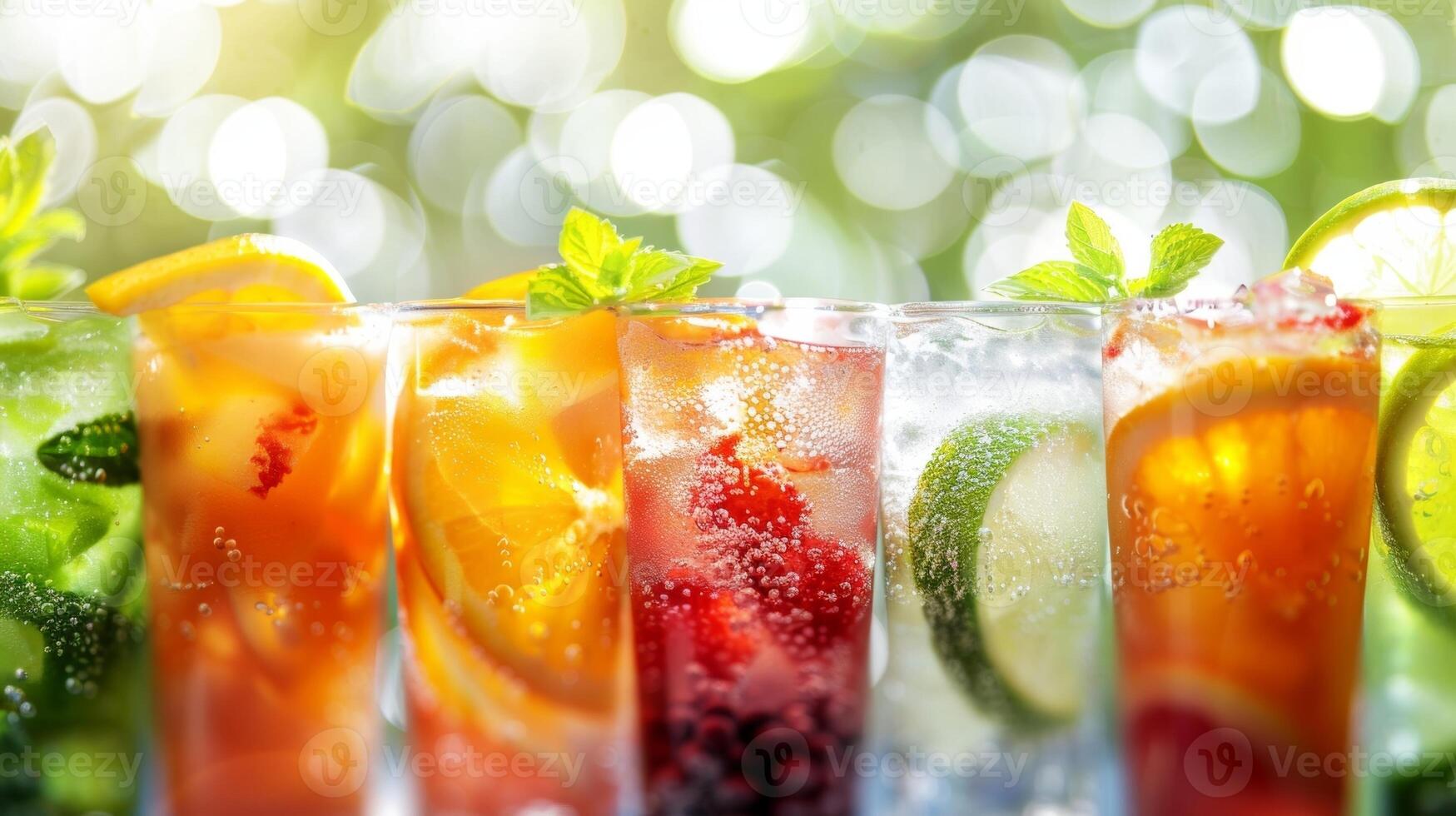 A display of refreshing and fruity mocktails perfect for a summer day photo