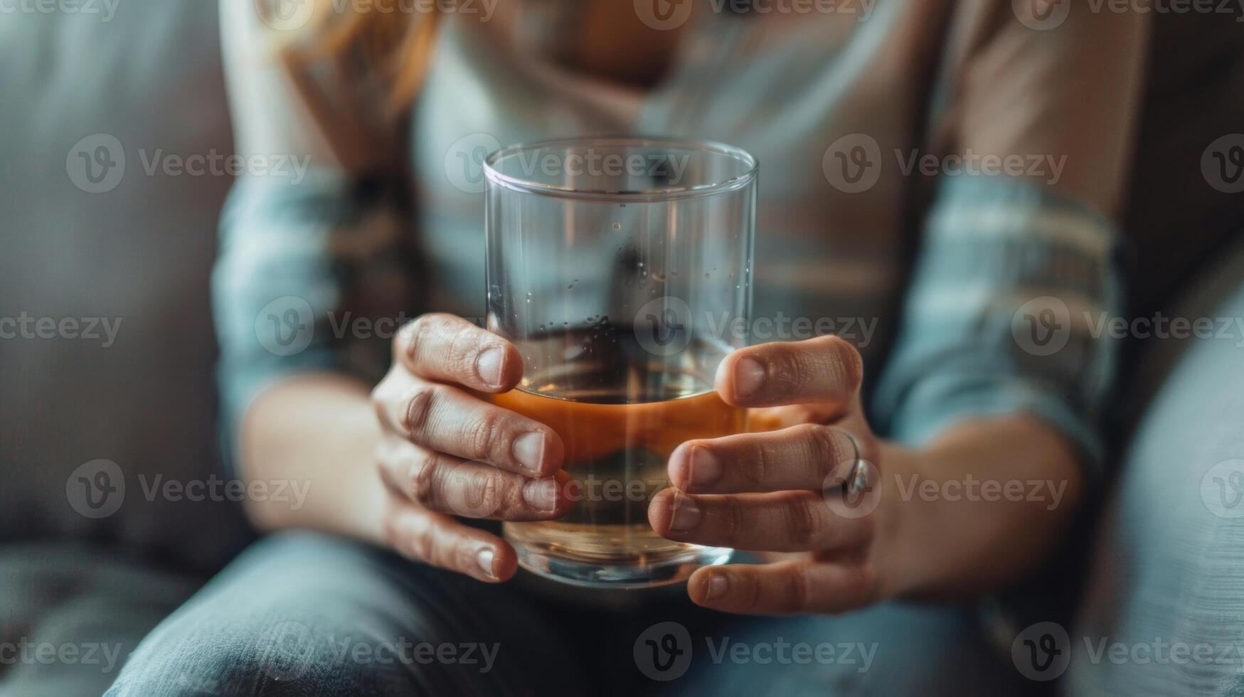 un persona practicando profundo respiración ejercicios mientras participación su bebida enfatizando el conexión Entre atención plena y Bebiendo foto