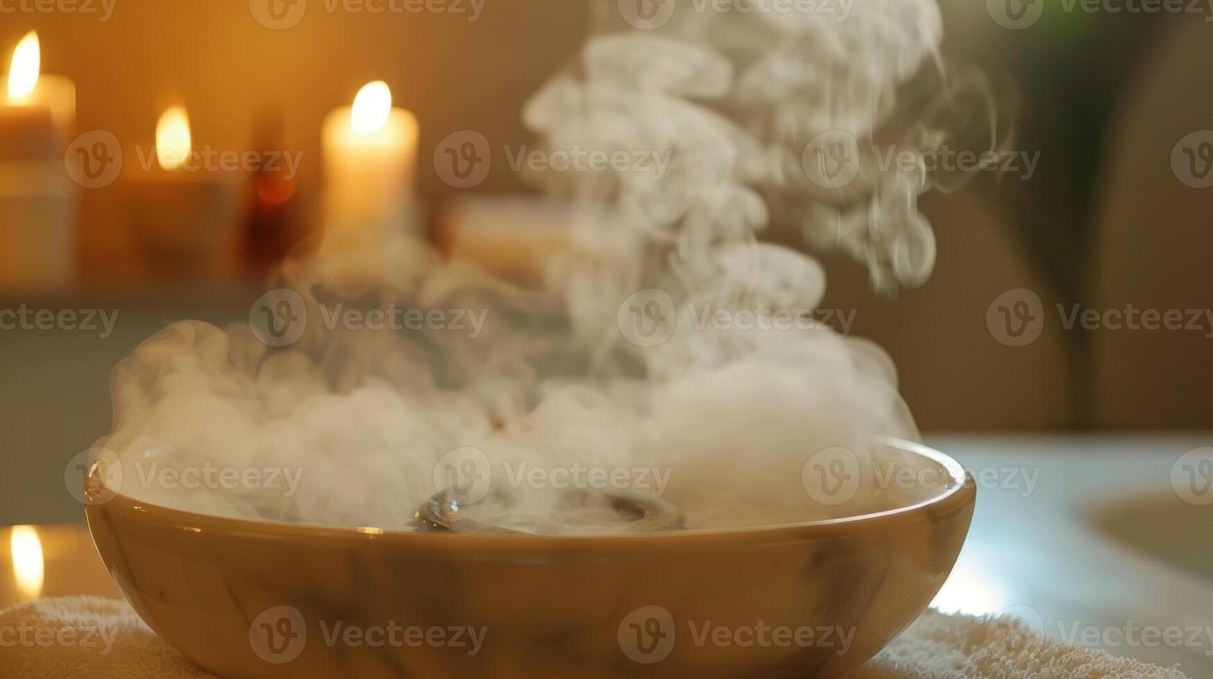 The warm aromatic steam enveloping a persons body as they relax and let their mind unwind. photo