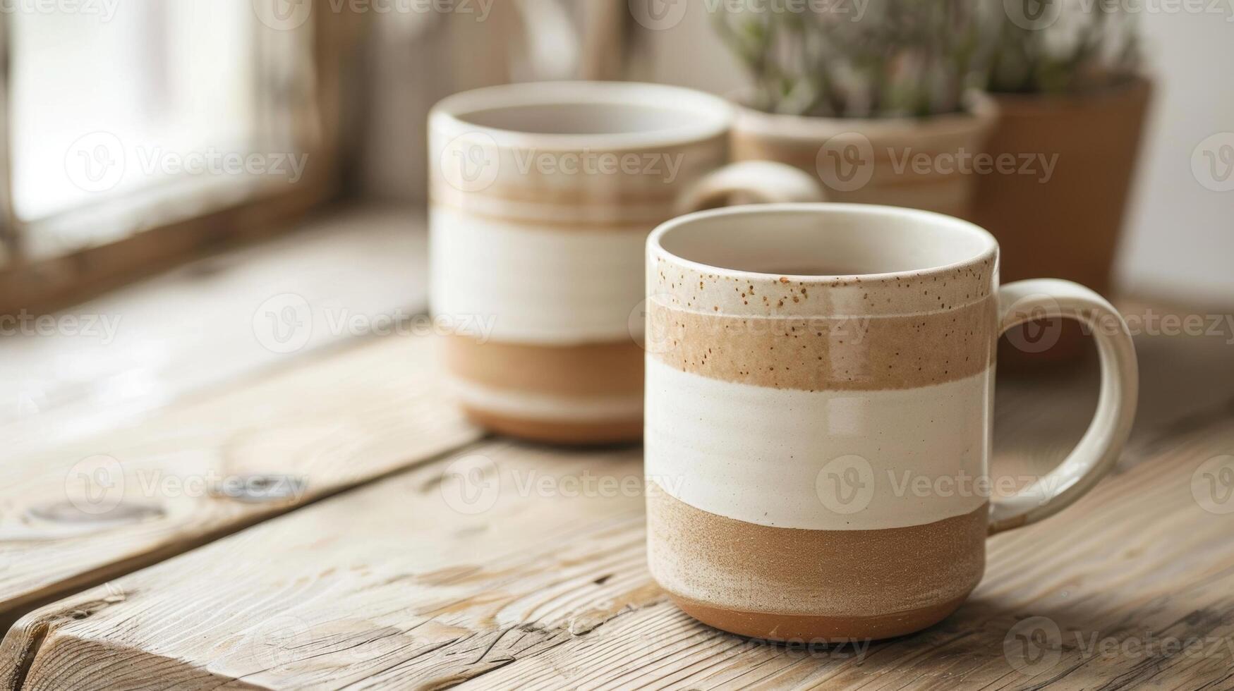 A ceramic mug with a smooth matte finish created through a process of sanding and buffing after the glaze has been fired. photo