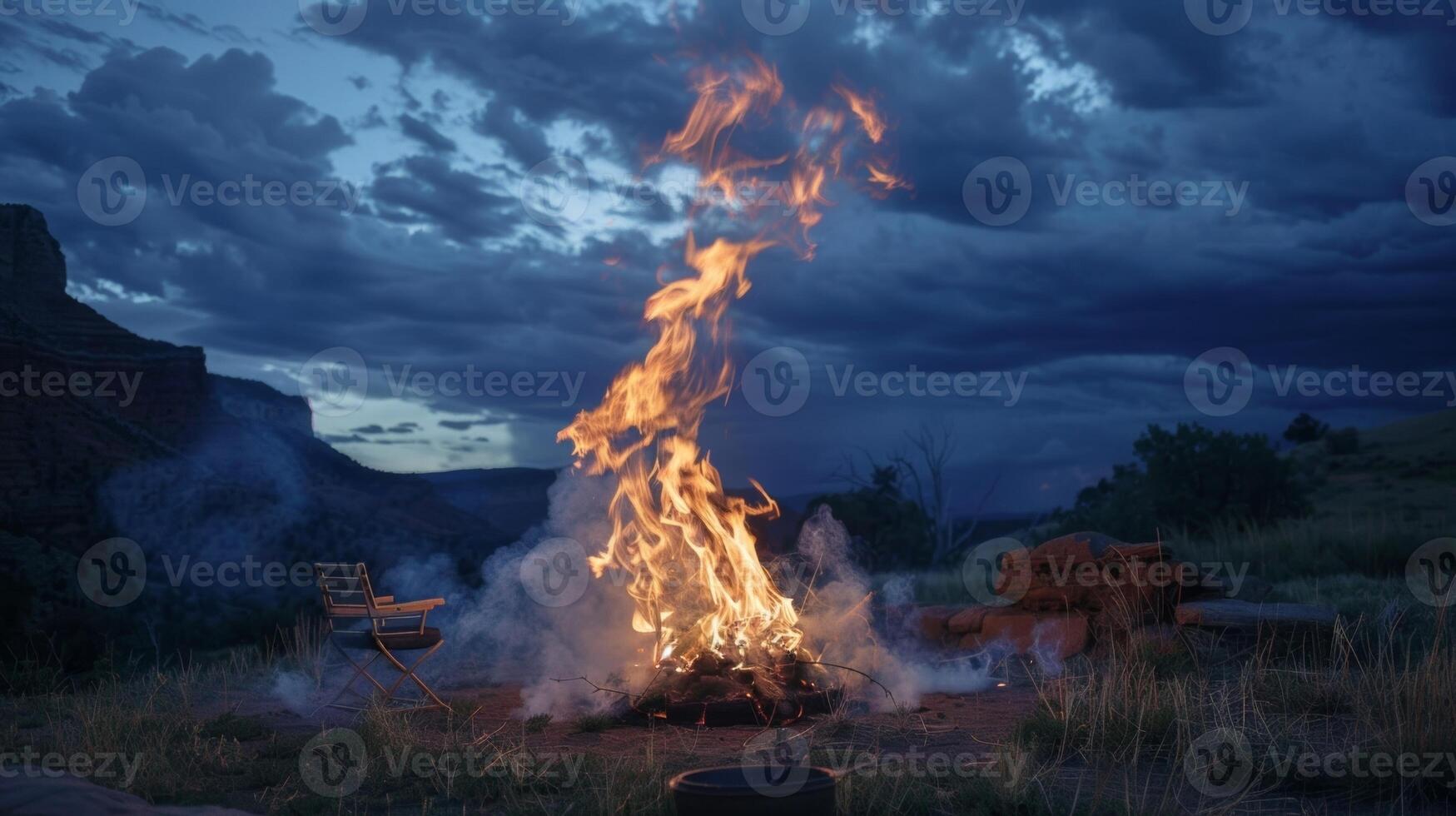 fumar remolinos y bailes encima el fuego agregando un etéreo calidad a el atmósfera. 2d plano dibujos animados foto