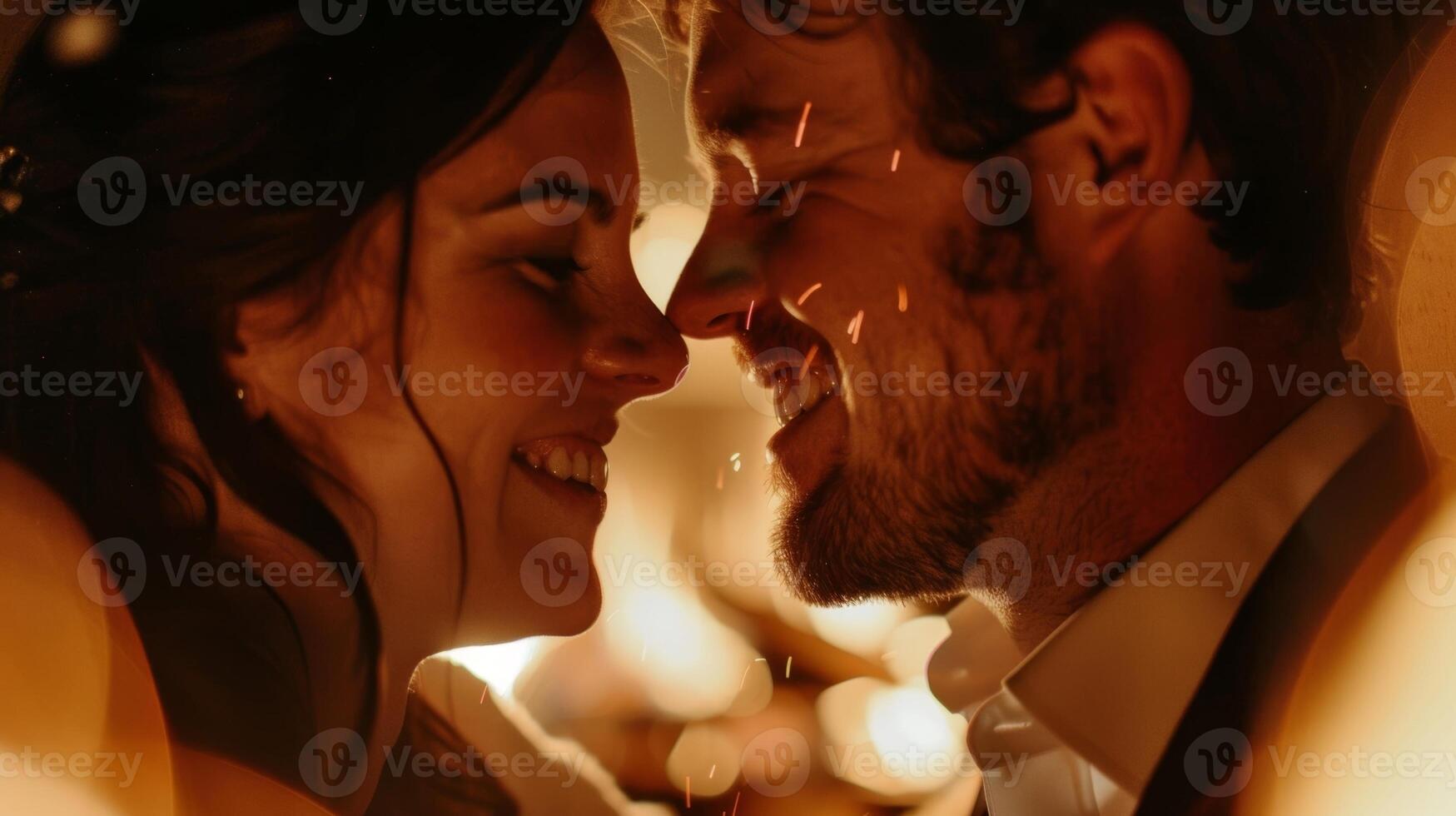 In the soft lighting of the fire the couples laughter and whispered conversations can be heard as they make lasting memories. 2d flat cartoon photo