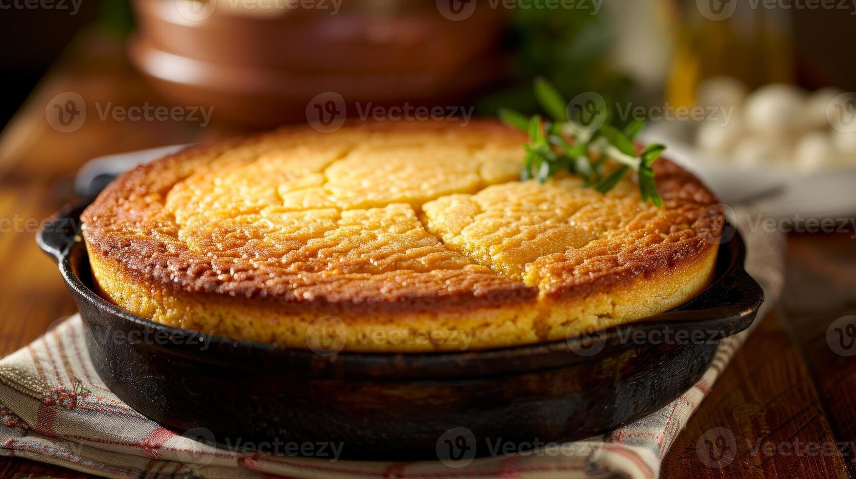 Freshly baked cornbread with a golden crust and fluffy interior is the perfect accompaniment to any barbecue feast photo