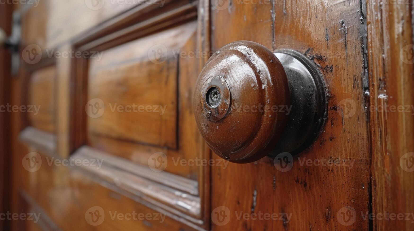 An image of a painter carefully brushing on coats of paint onto a beautifully restored wooden door highlighting the fine details and techniques used to achieve a smooth an photo