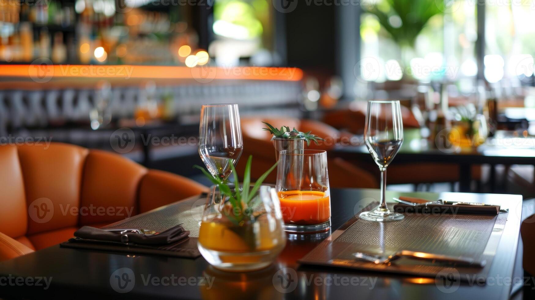 A sleek and modern lounge offering upscale nonalcoholic spirits and pairing them with delicious small plates for the ultimate sophisticated experience photo