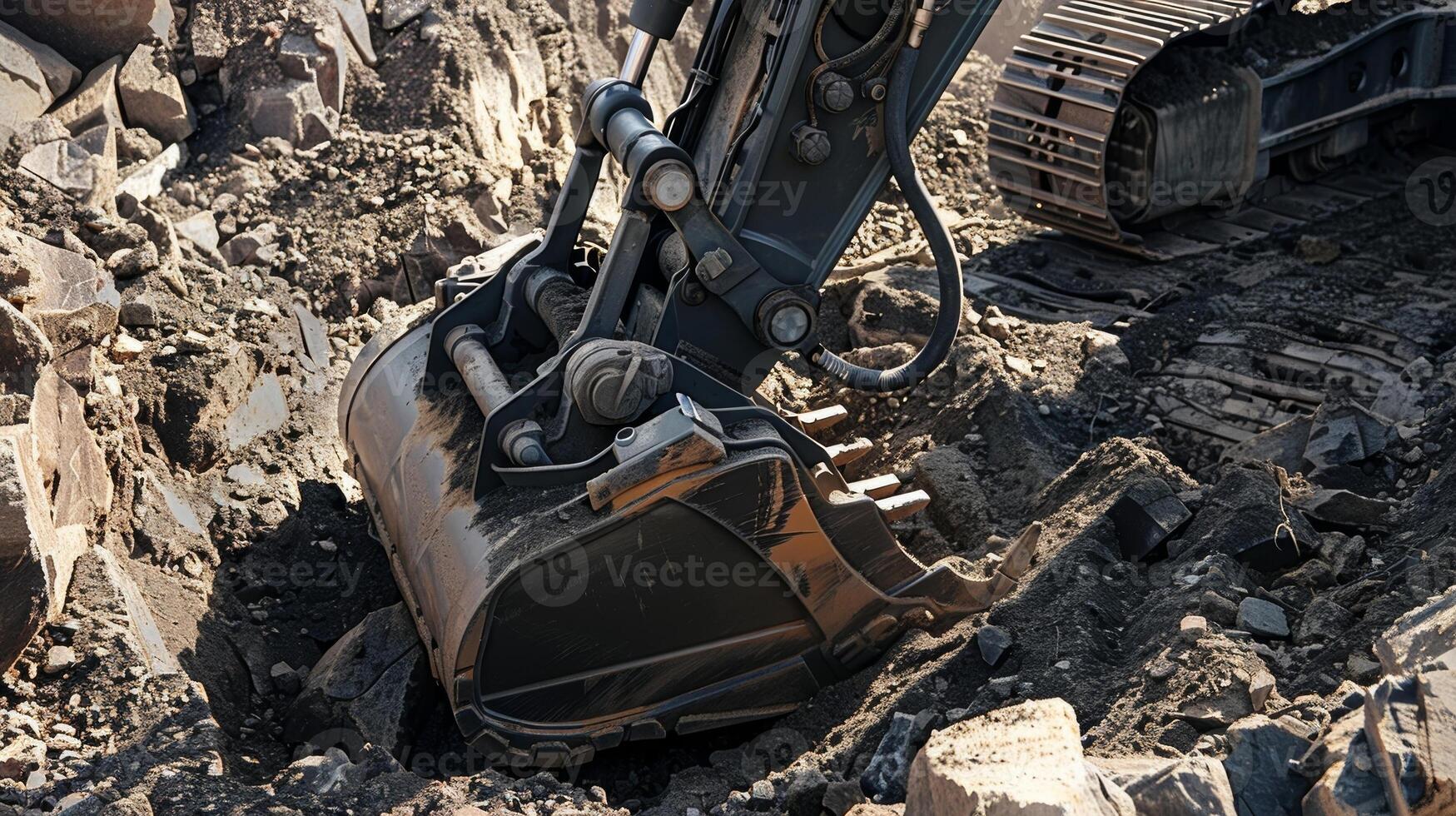 An excavator with a smart excavating bucket that can automatically adjust its depth and angle reducing operator fatigue and increasing digging efficiency photo