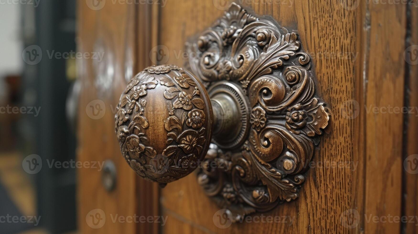 An antique door being meticulously polished and reattached to its newly restored door completing the overall vintage look photo