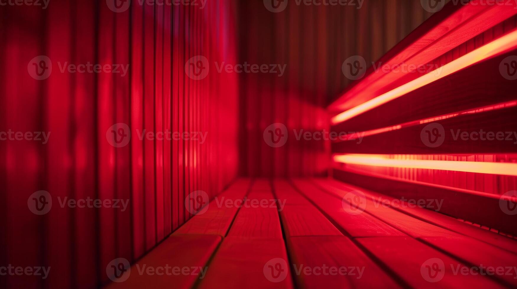 The glowing red lights in a sauna creating a warm and comforting atmosphere that can soothe the mind and reduce stress levels. photo
