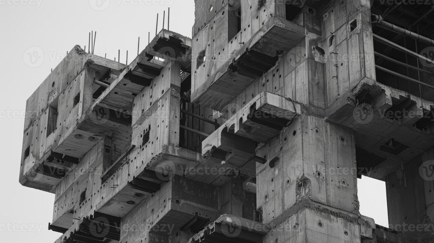 The concrete forming into distinct sections each one a piece of the puzzle that will come together to support the weight of the building above photo