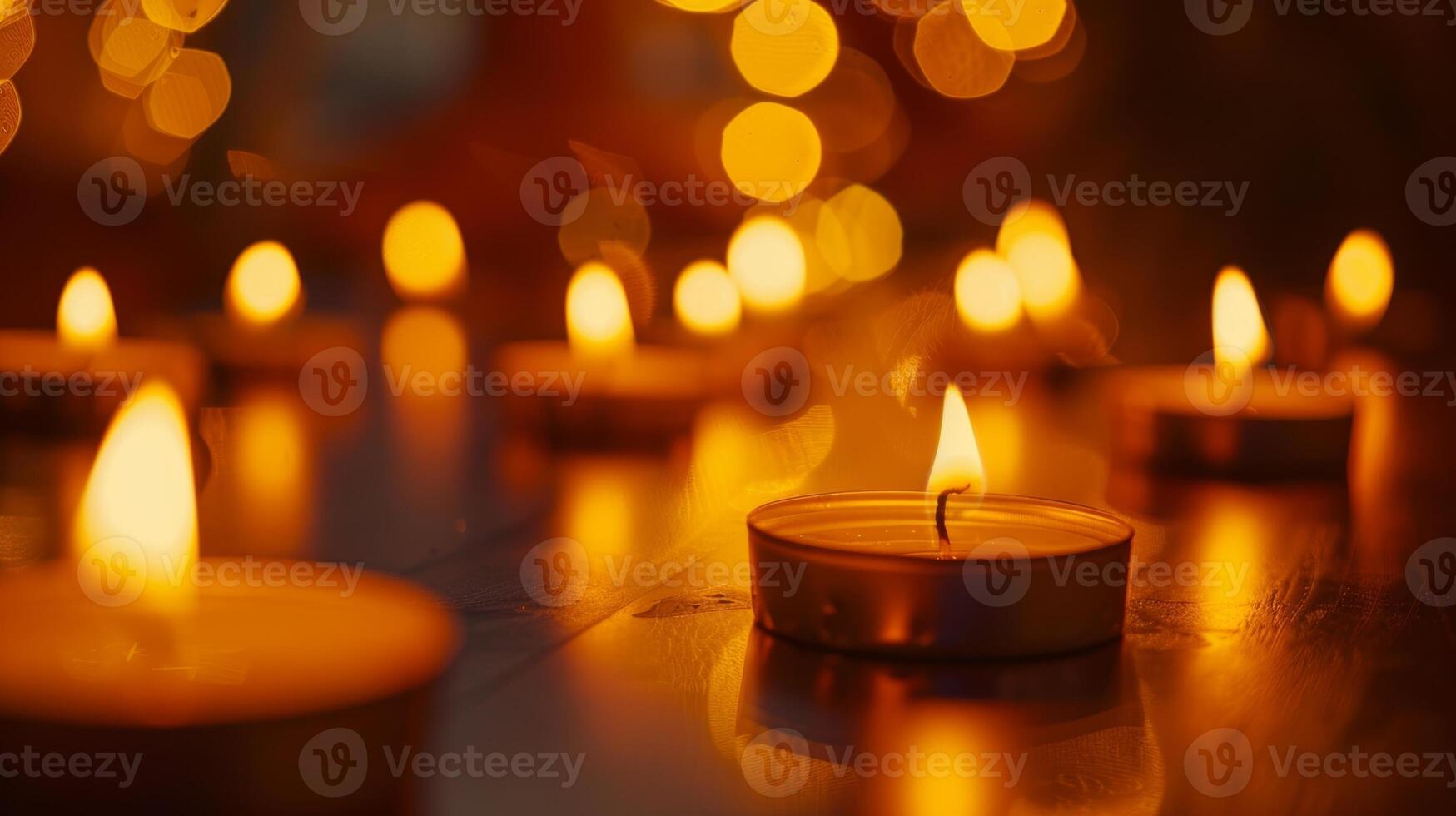 The flickering flames of the candles cast dancing shadows on the walls adding to the cozy and tranquil atmosphere. 2d flat cartoon photo