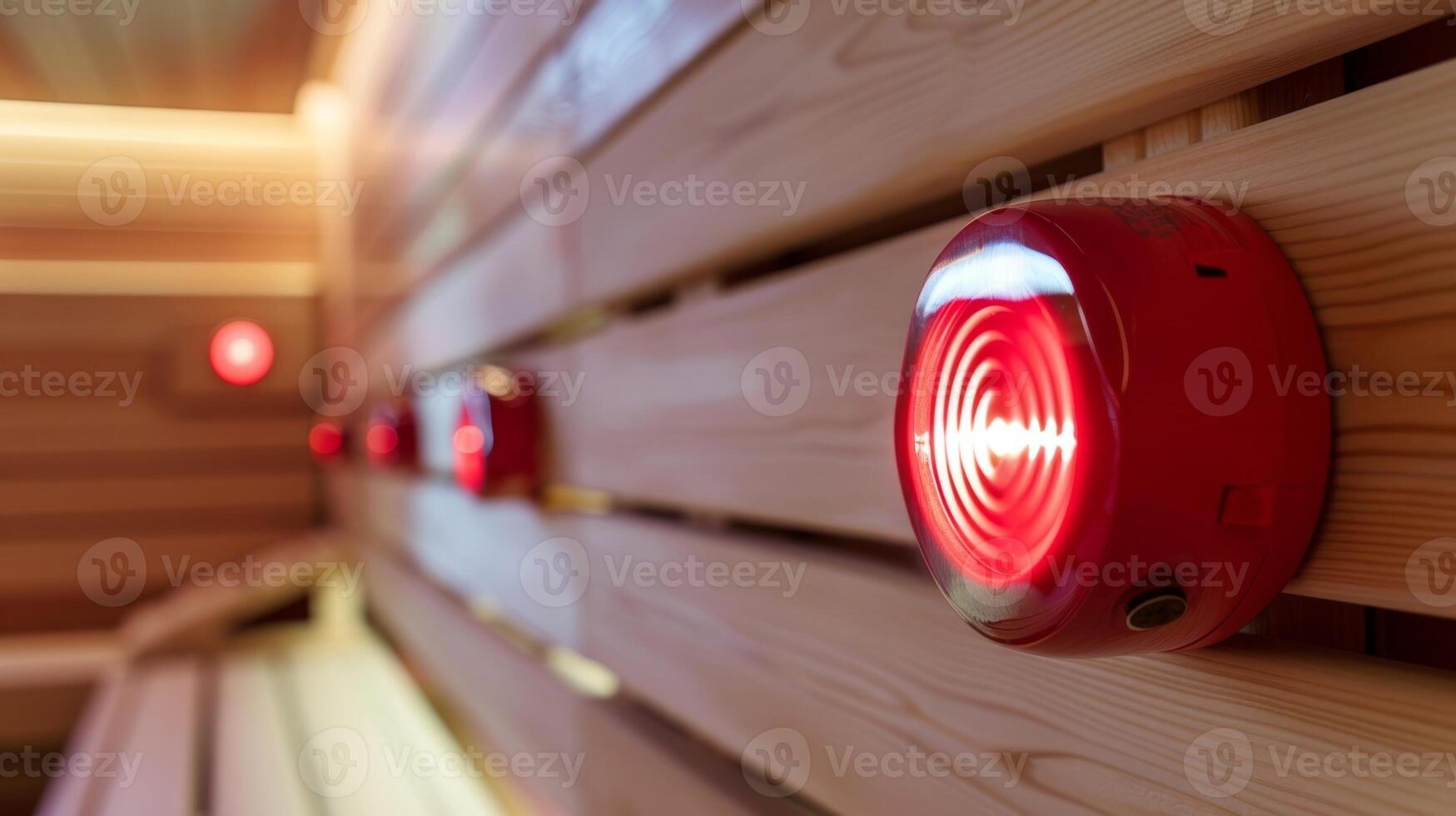 un fuego alarma sistema instalado en el sauna a con rapidez alerta los usuarios en caso de un fuego. foto