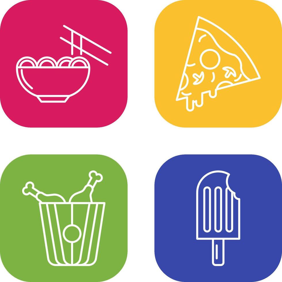 Chinese food and Pizza Icon vector