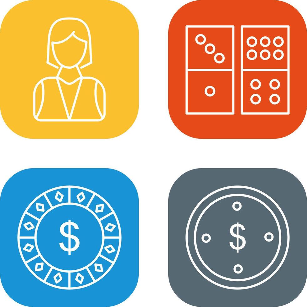 elegant lady and domino game Icon vector