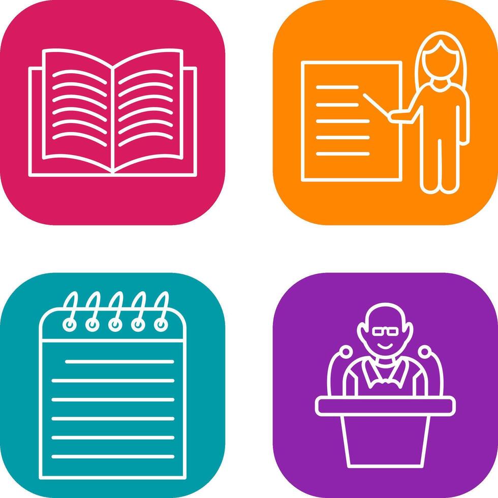 Textbook and Female Presenter Icon vector