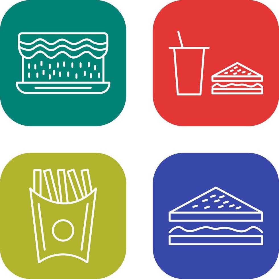 cream cake and lunch bistro Icon vector