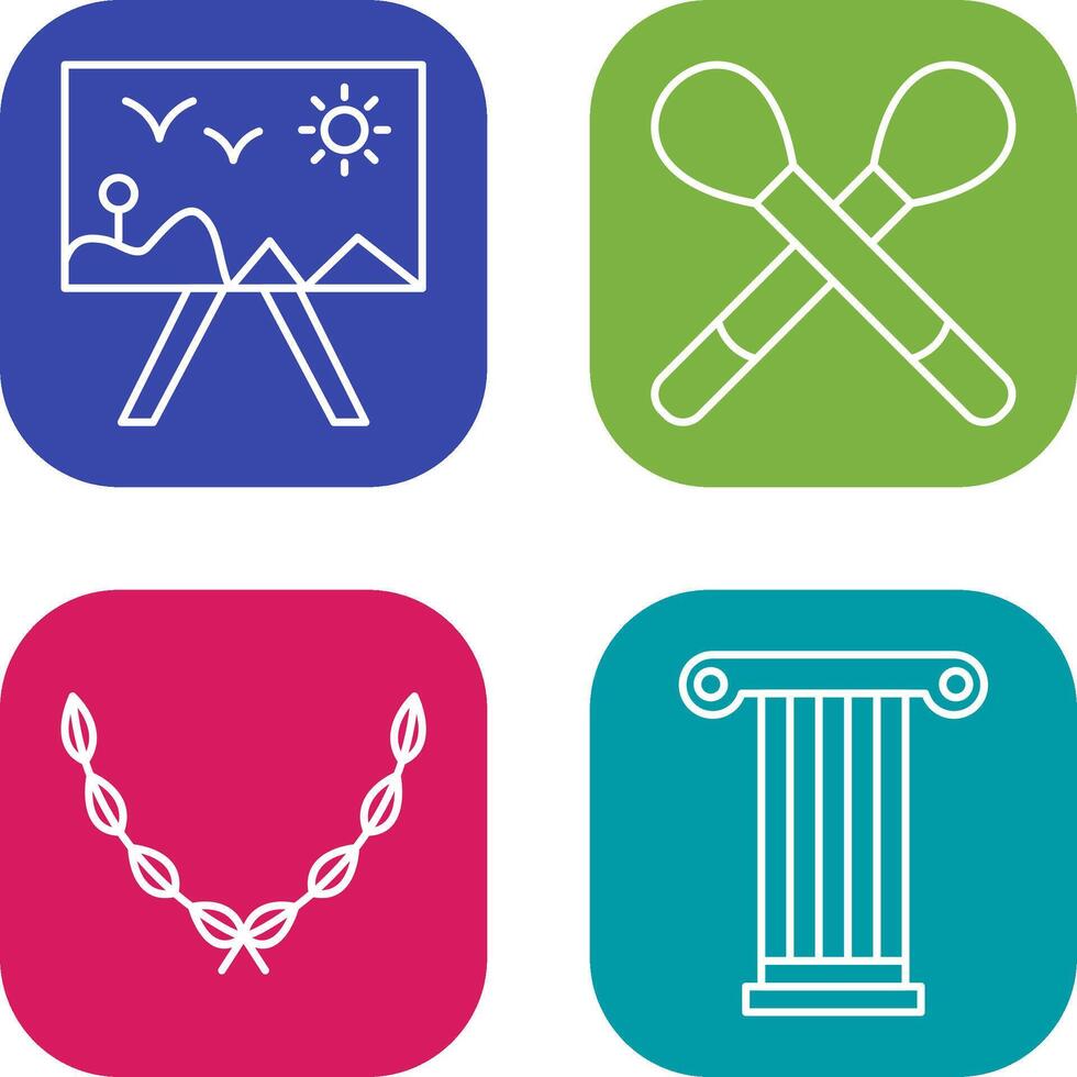 Painting of Canvvass and Brushes Icon vector
