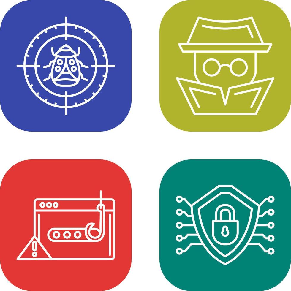 Bug Target and Hacker Icon vector