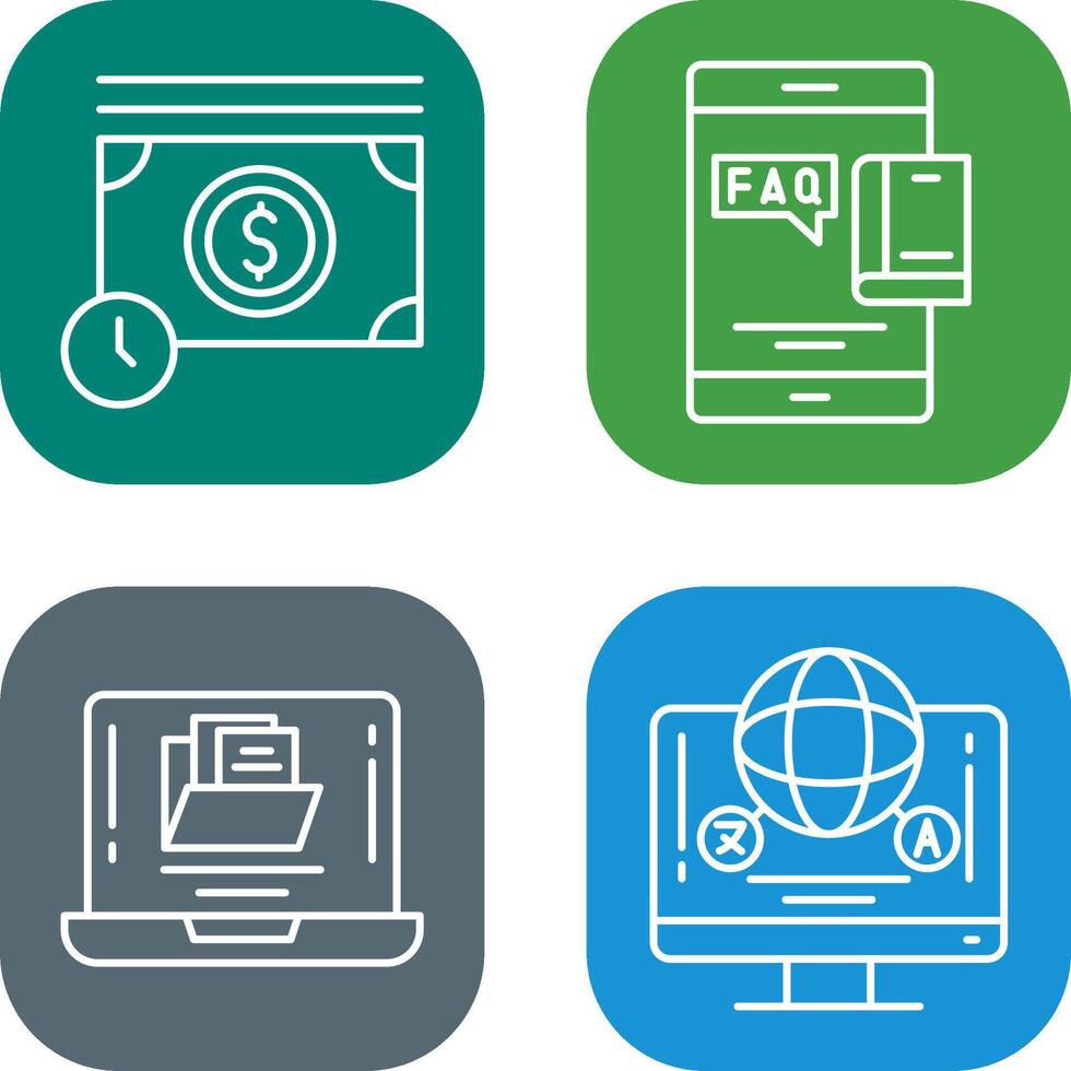 Time is Mony and Faq Icon vector
