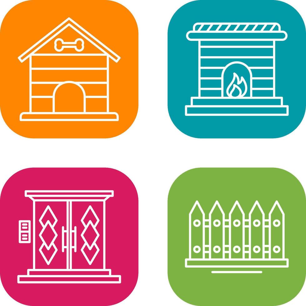 Dog House and Fireplace Icon vector