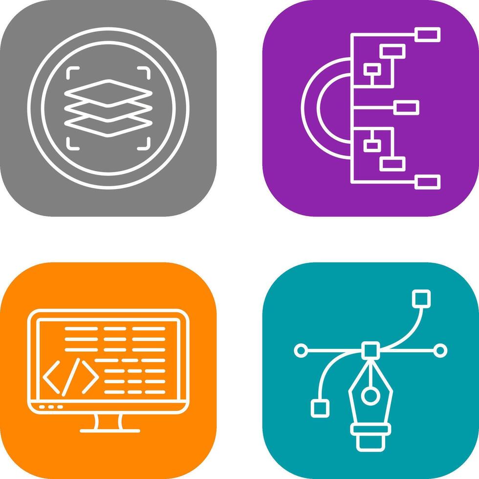 Layers and Flowchart Icon vector