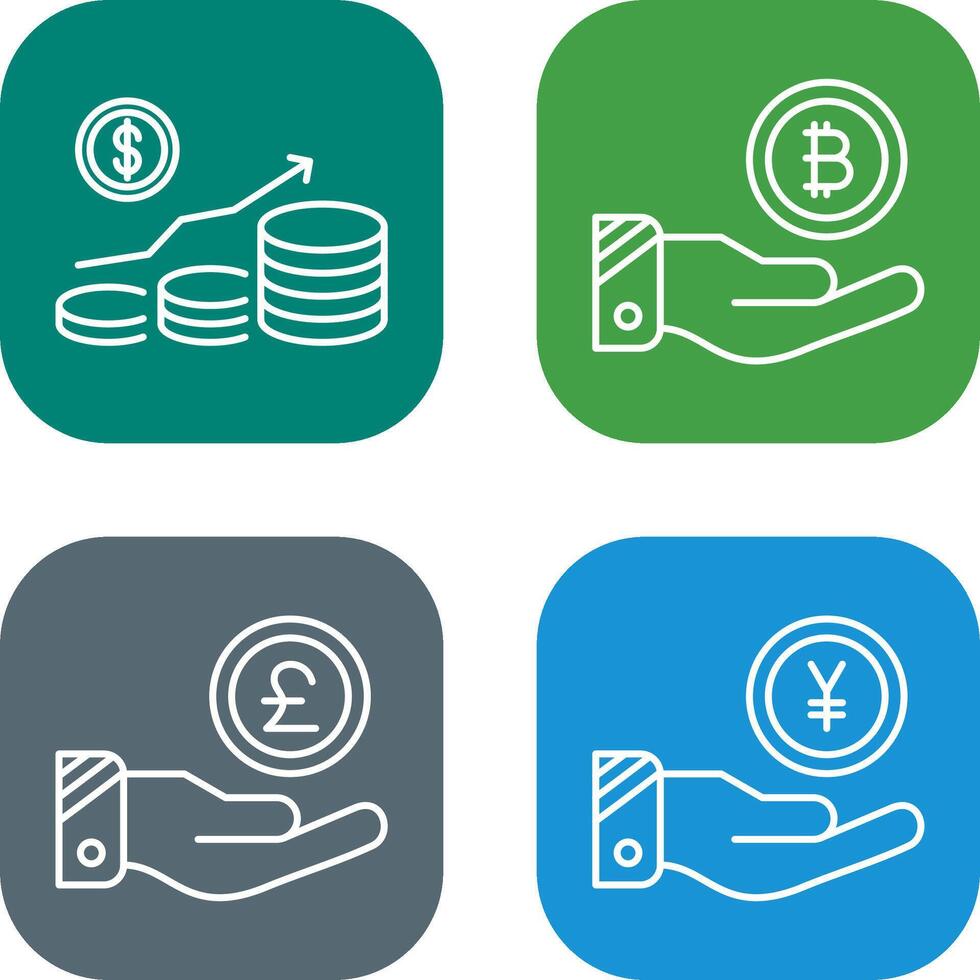 Money Growth and Bitcoin Icon vector