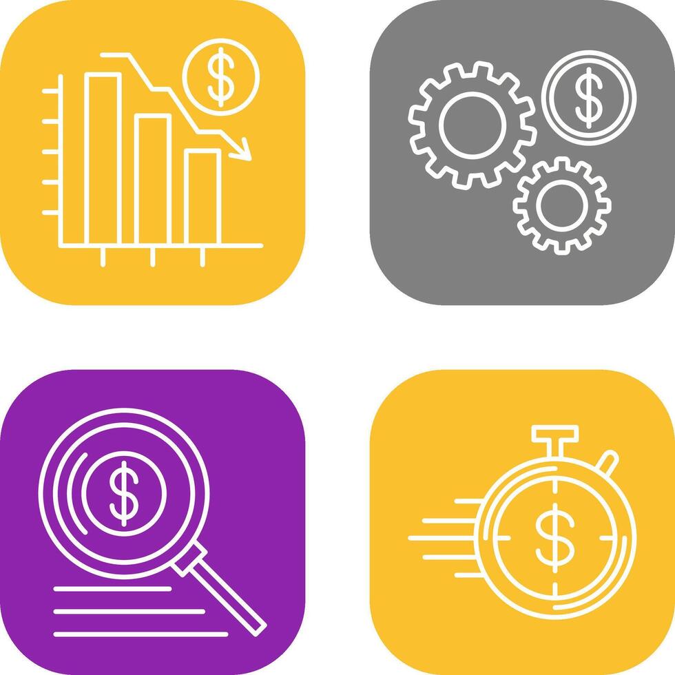 Chart Down and Settings Icon vector