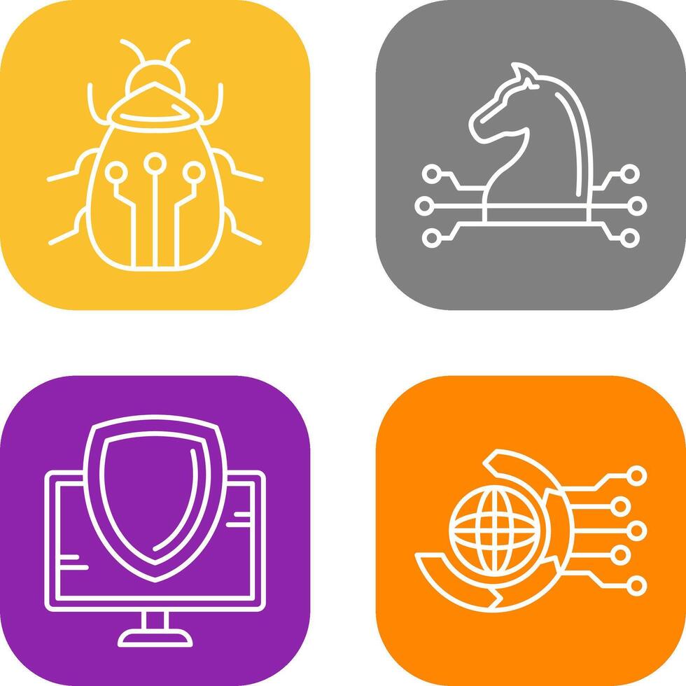 Bug and Trojan Icon vector
