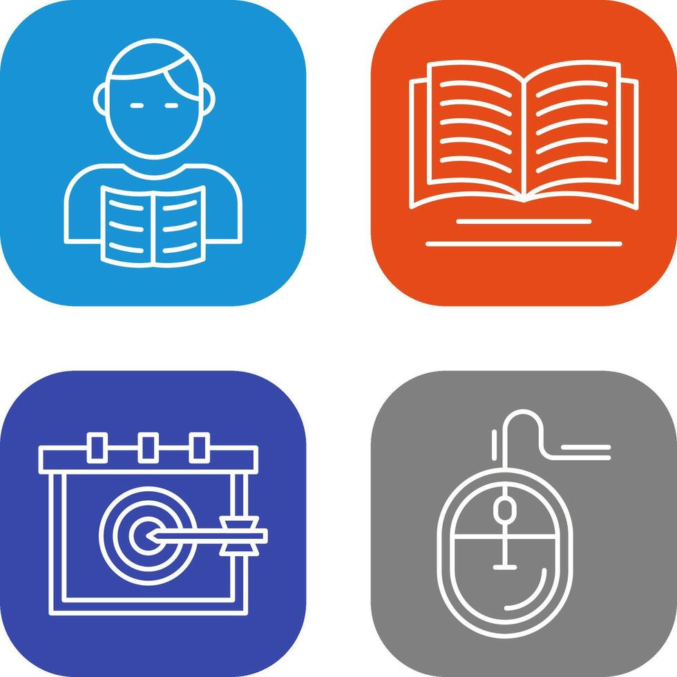 estudiante y libro icono vector