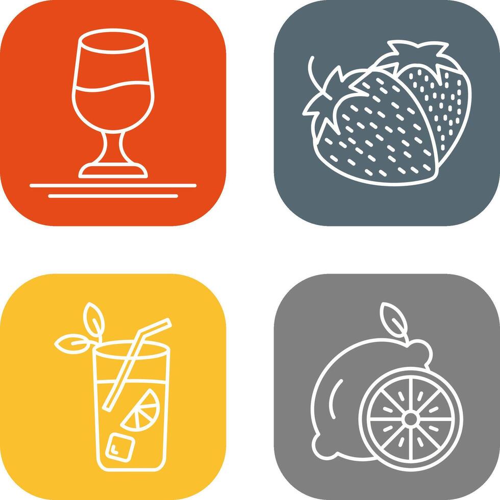 Wine and Strawberry Icon vector