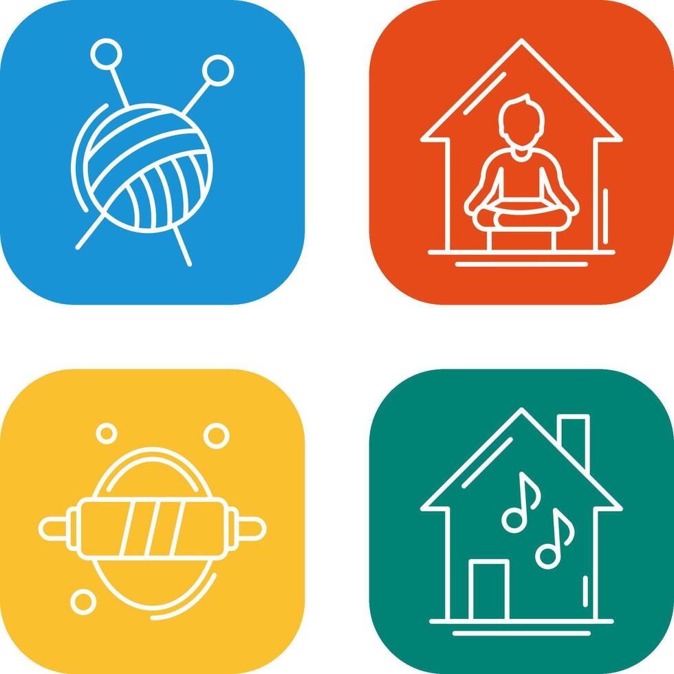 Knitting and Yoga At home Icon vector