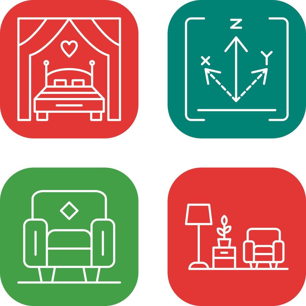 Bed and Axis Icon vector