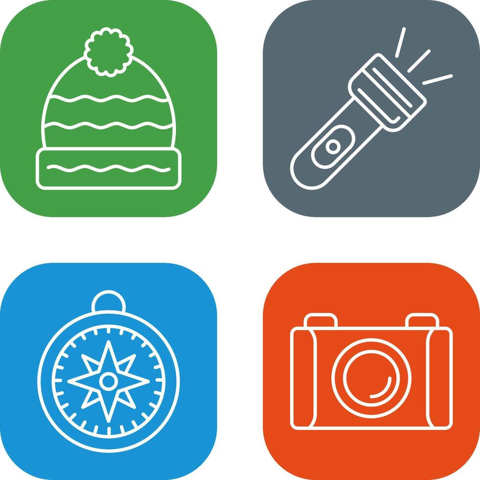 Winter Hat and Flash Light Icon vector