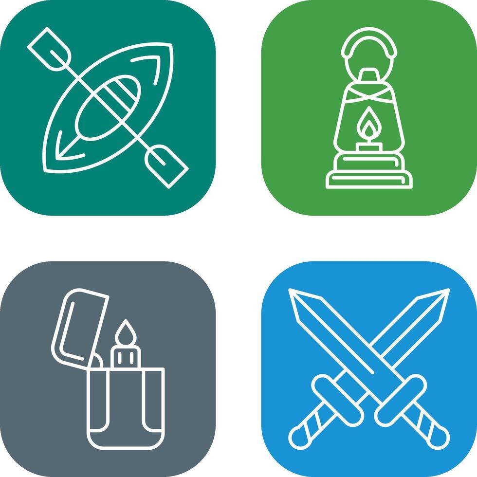 Kayak and Lamp Icon vector