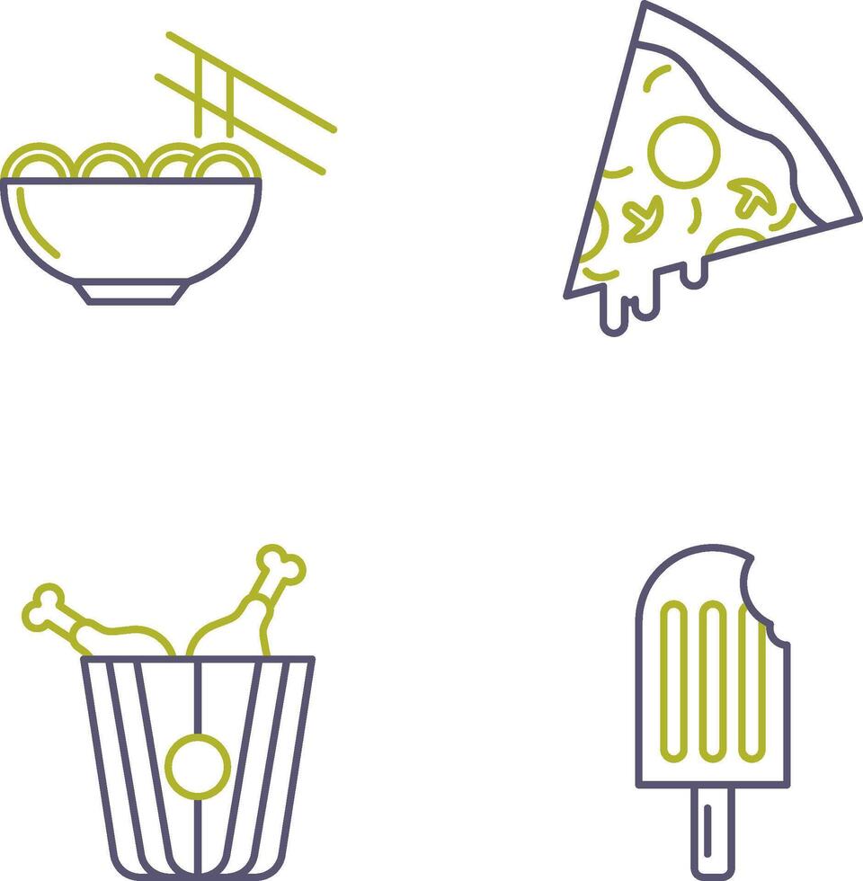Chinese food and Pizza Icon vector