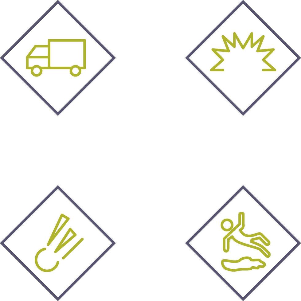 dangerous vehicle and danger of welding Icon vector