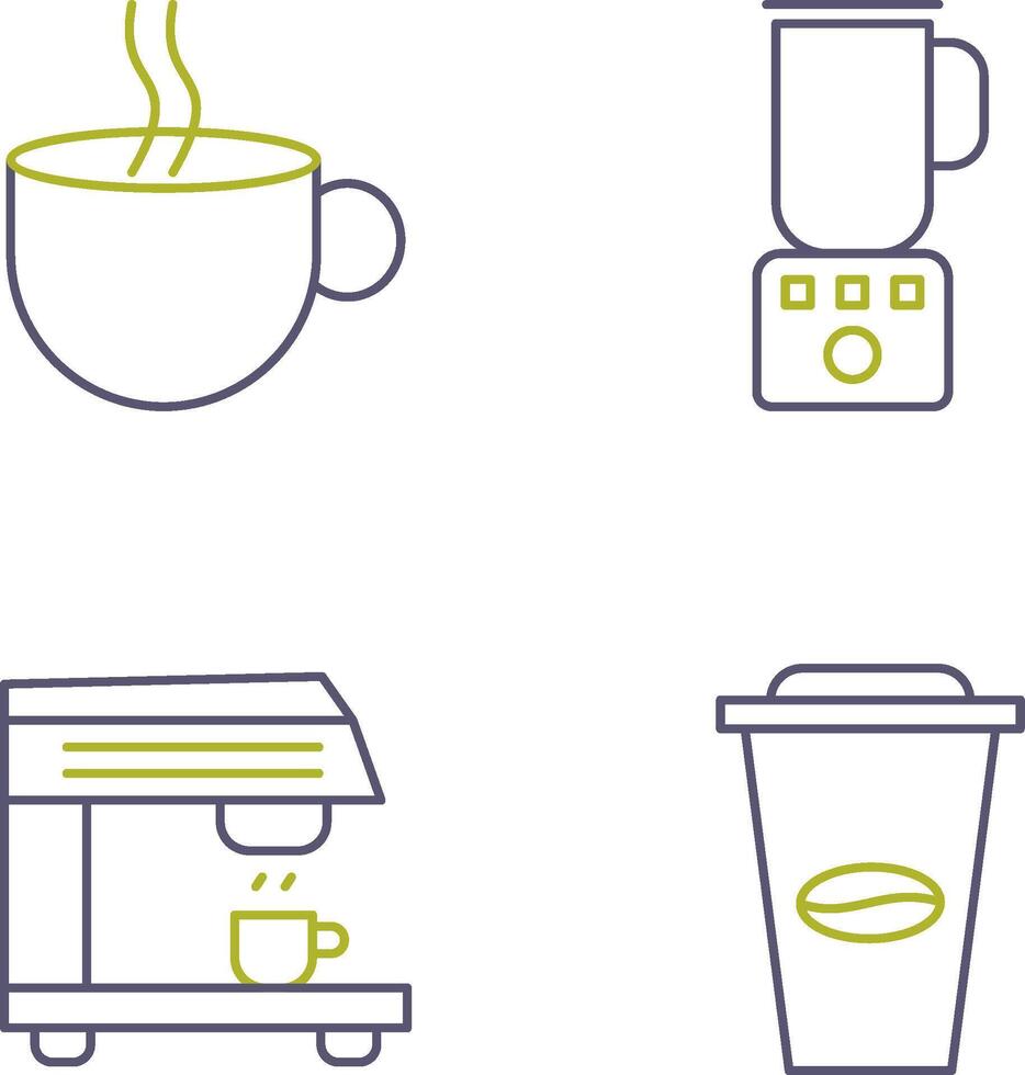 caliente café y café licuadora icono vector