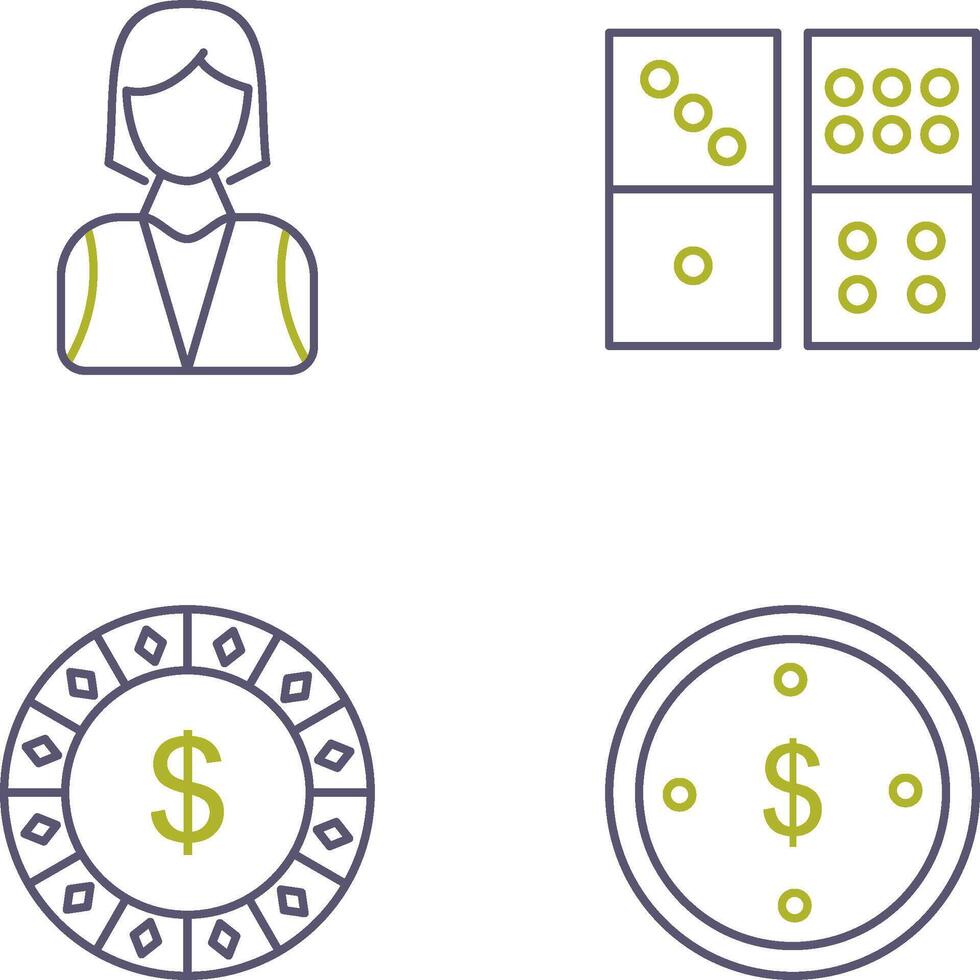 elegant lady and domino game Icon vector