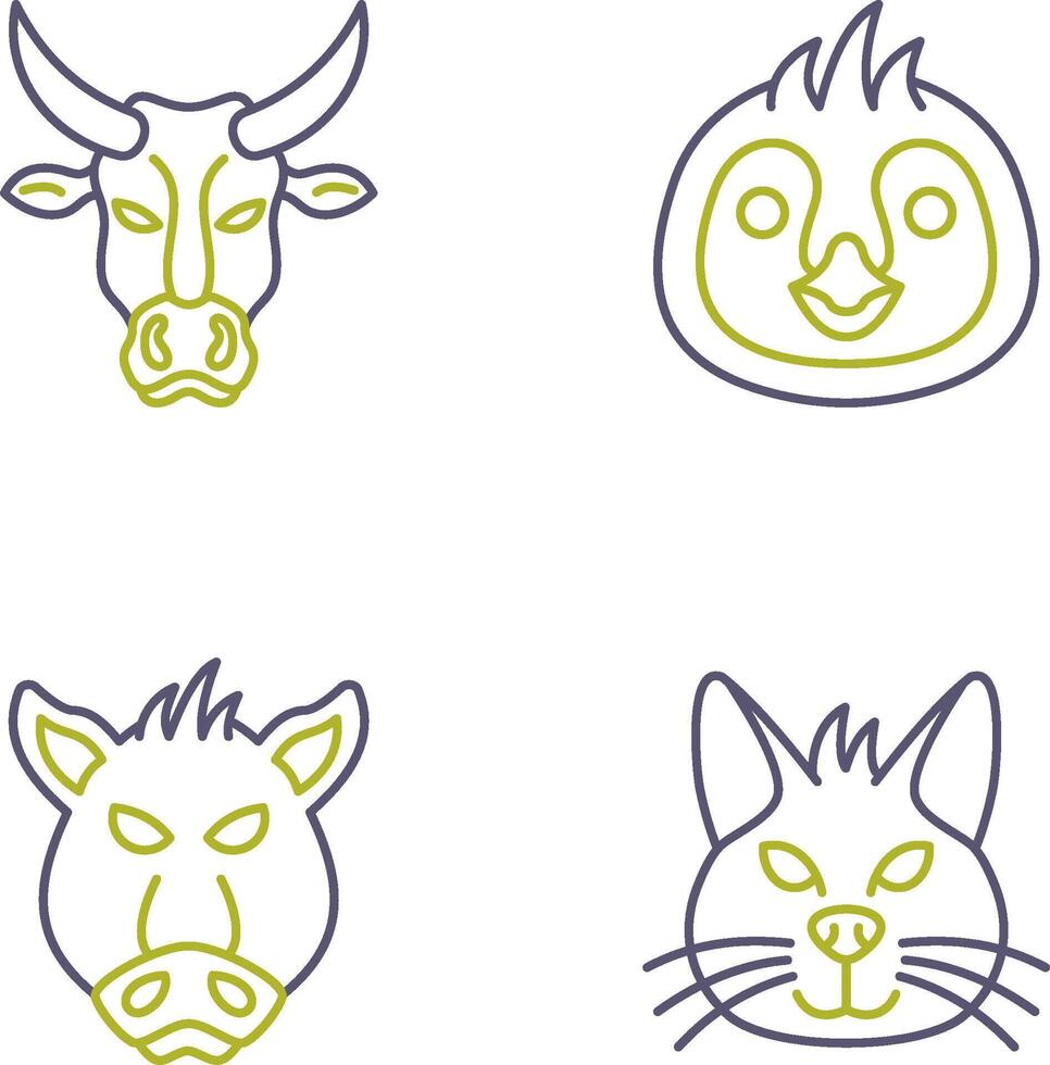 Cow and Penguin Icon vector