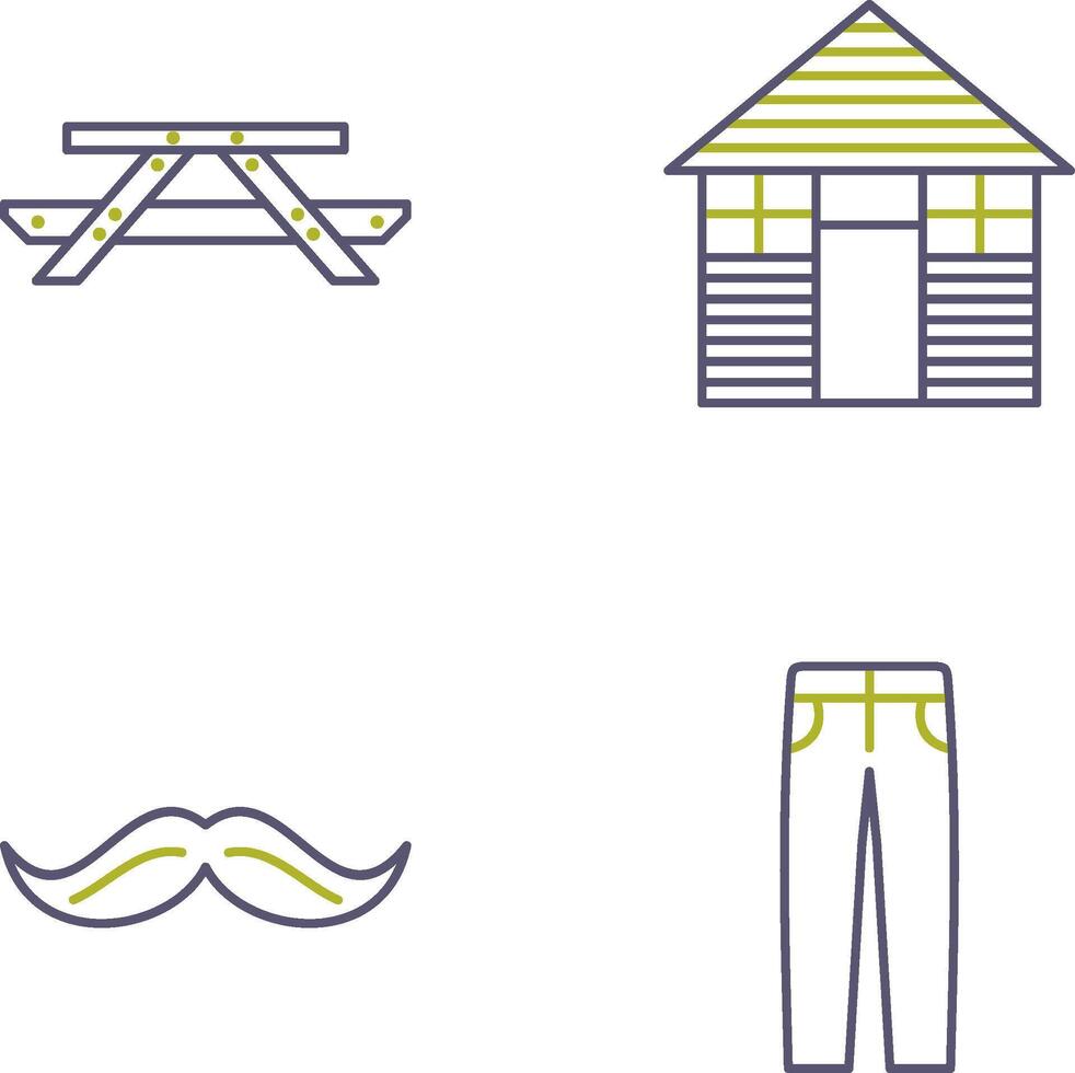Picnic of Table and Wood Cabin Icon vector