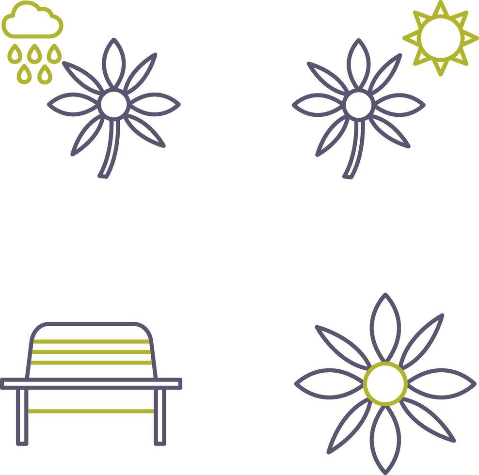 Flower with rain and Flower Icon vector