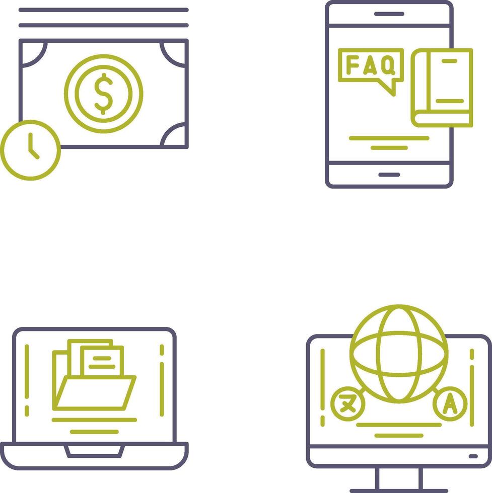 Time is Mony and Faq Icon vector