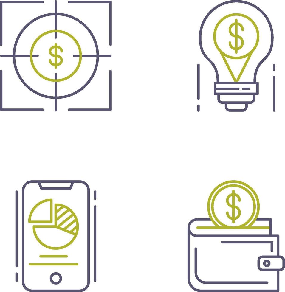 Target and Light Bulb Icon vector